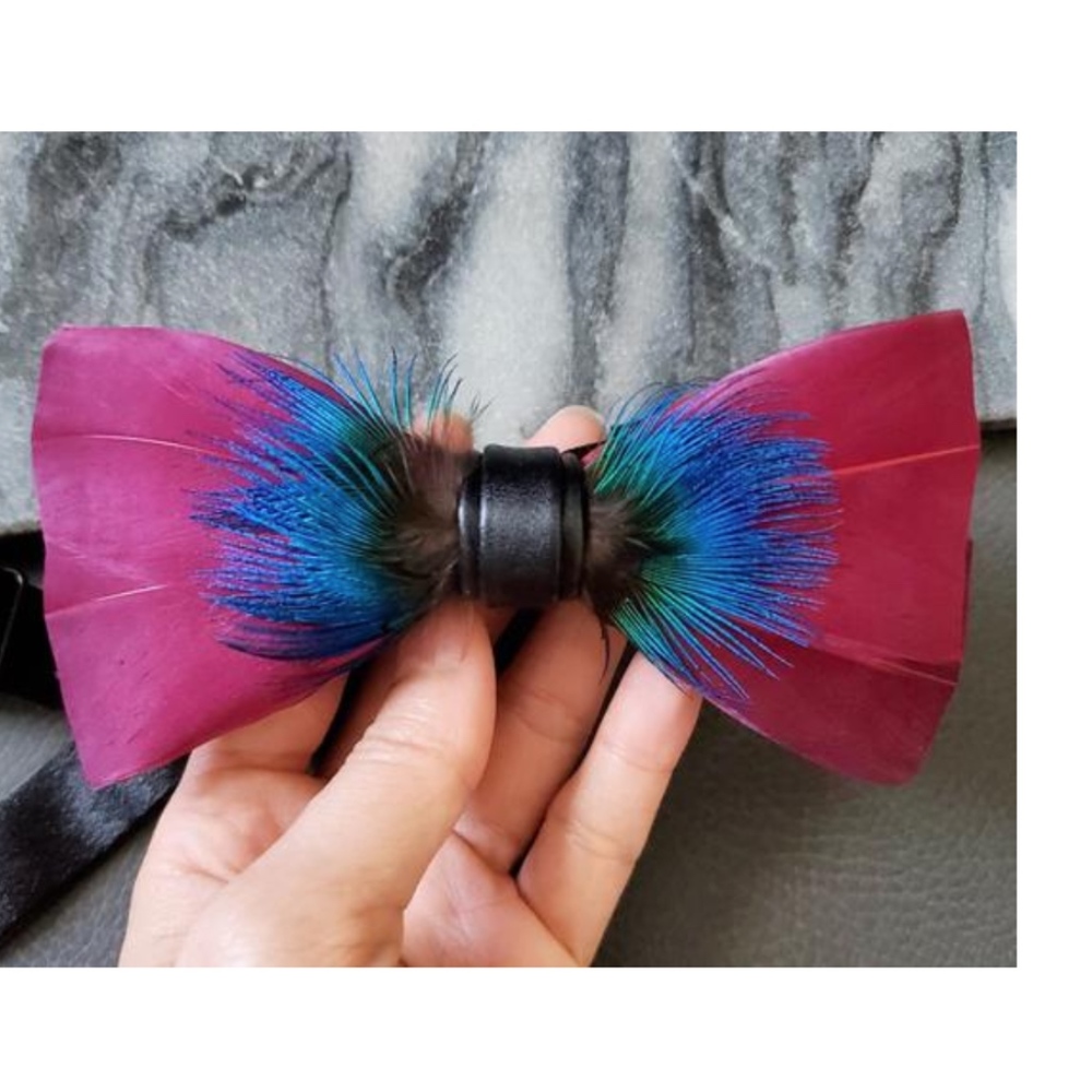 Hand Made Natural Feather Evening Unique Bow tie